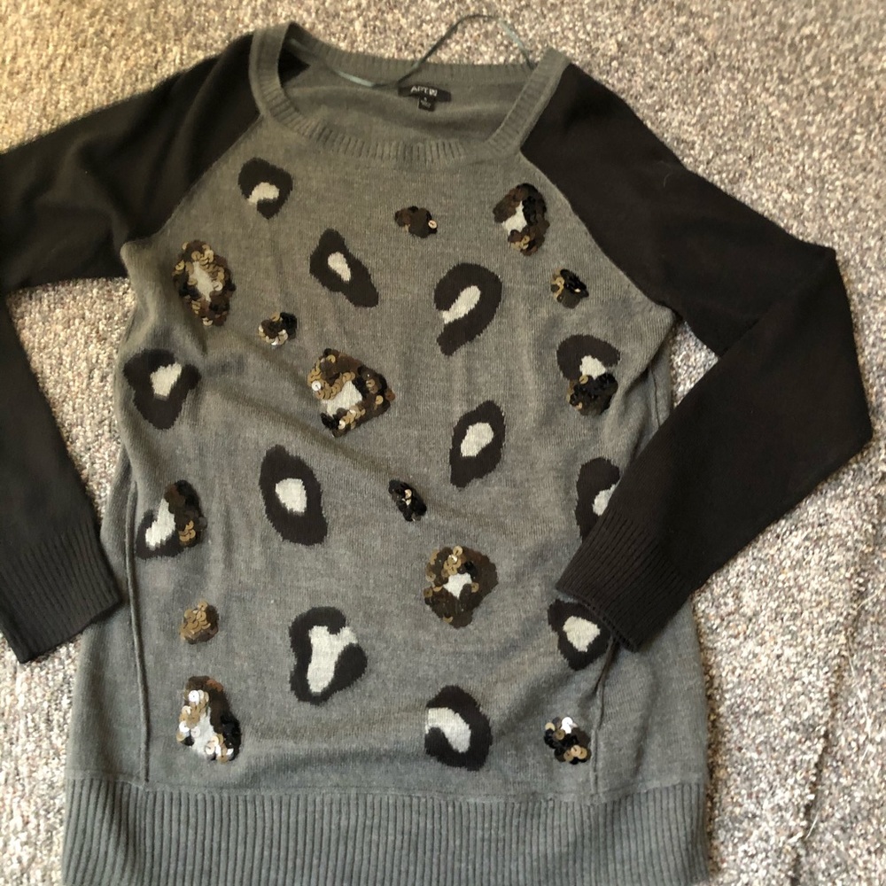Small apt. 9 Black Cheetah Print Sequin Sweater